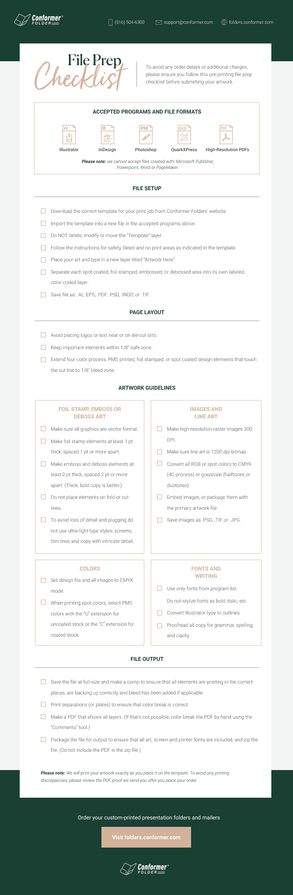 Free presentation folder printing checklist